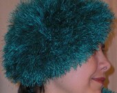 Handknit Hat - Peacock Blue Explosion of Romance
