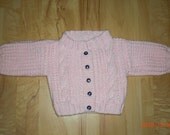 Handknit Baby Cardigan - Pastel Pink Hug - 6 to 9 months
