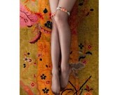 Flapper Garter Set with Orange Flowers