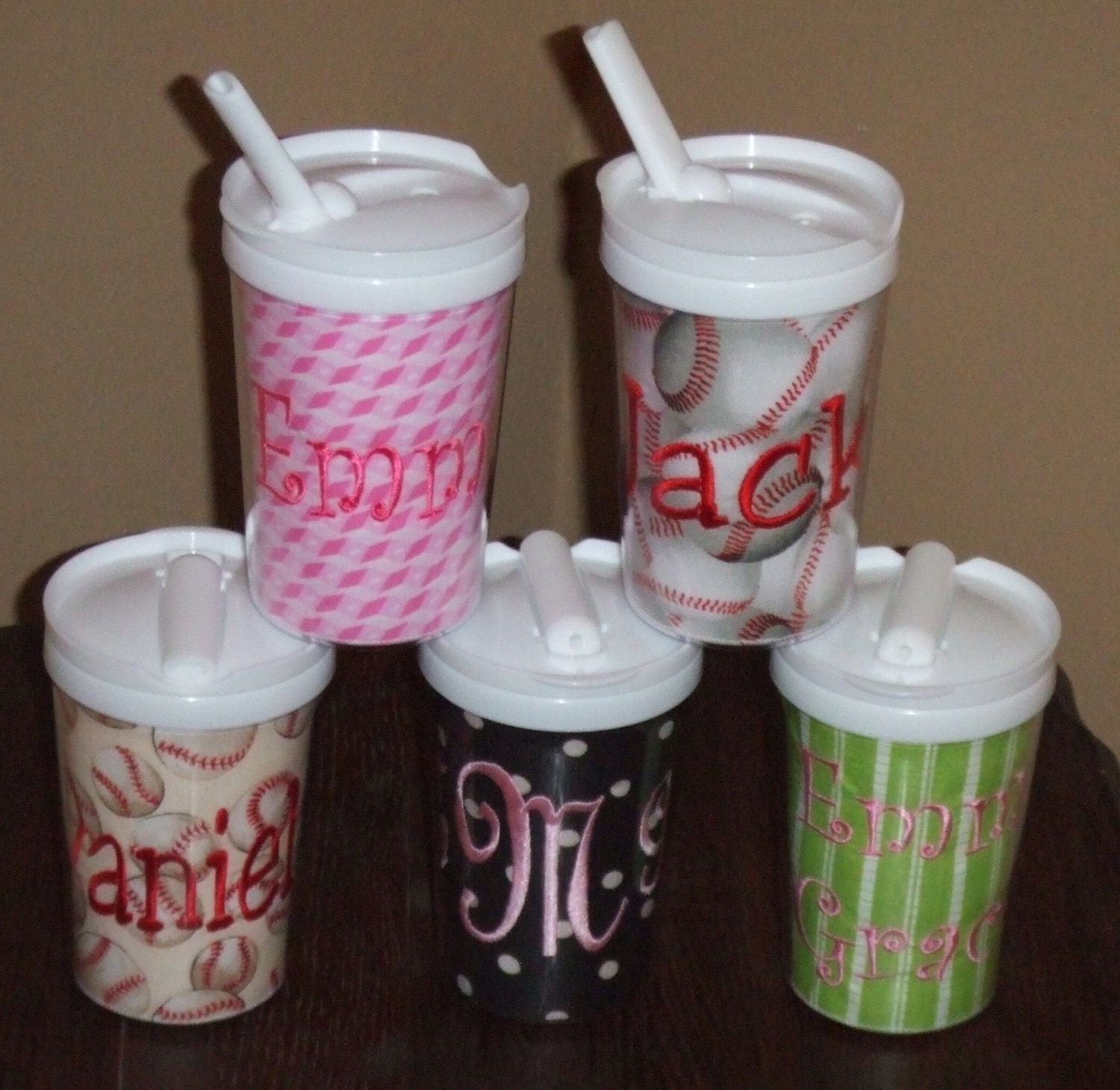 Personalized child size tumbler with straw