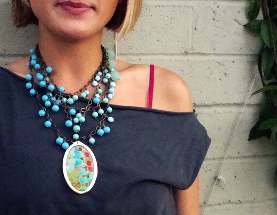 Cambridge Blue Beaded Necklace