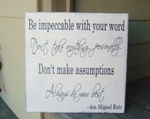 The Four Agreements, Family Sign, Custom Home Décor, 18 X 18 in., solid wood.  Great Christmas, Holiday, Wedding Gift or Housewarming idea.
