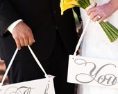 Wedding Chair Signs, Mr. and Mrs., Wood Wedding Signs with Thank You on the back.  Seating Sign, 2-sided.  Wedding Photo Props, Reception.