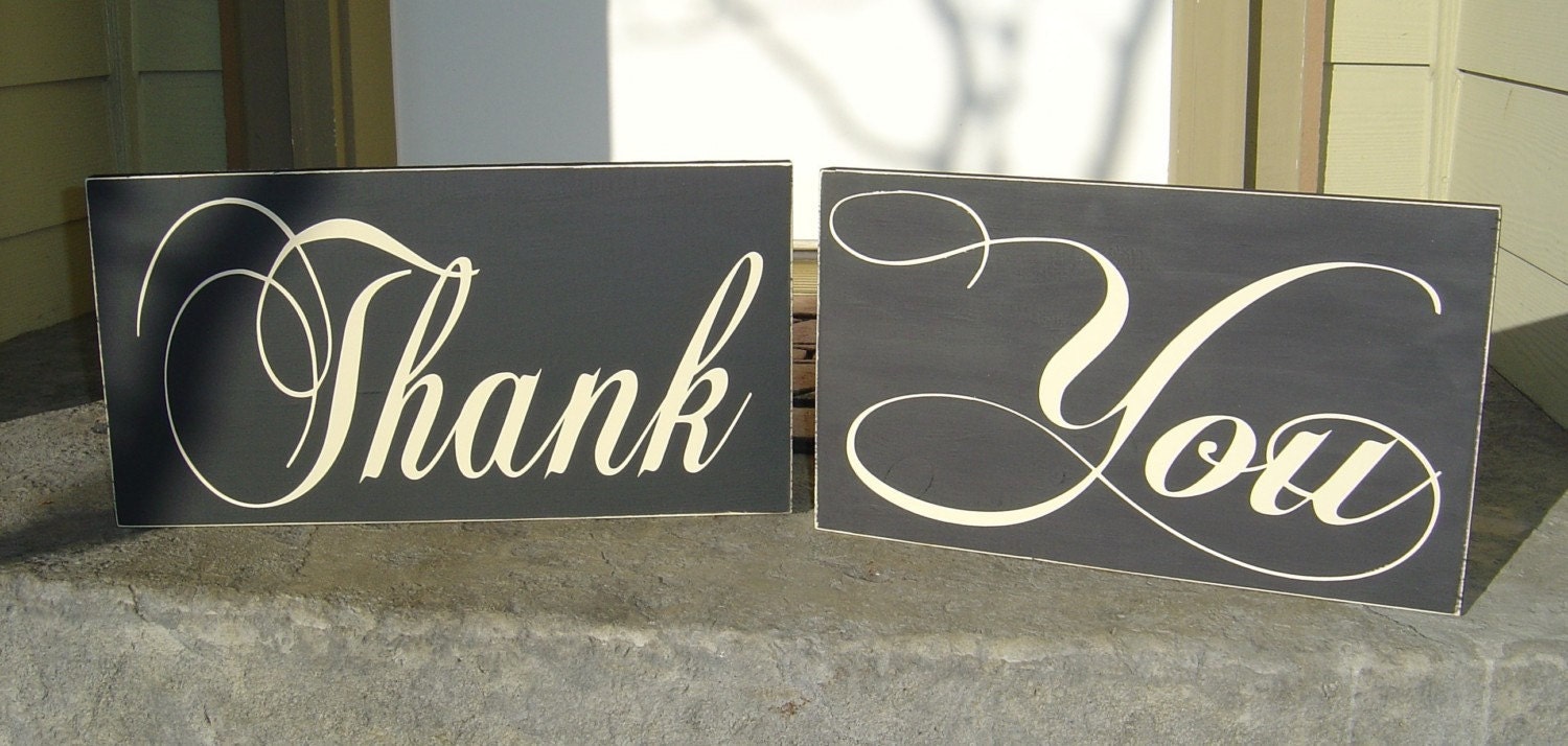 Rustic Photo Props, Thank You Signs, Wedding Signs, Thank You Cards. Vintage White or Ivory, 8 X 16 inches, 2 signs, 1-sided.