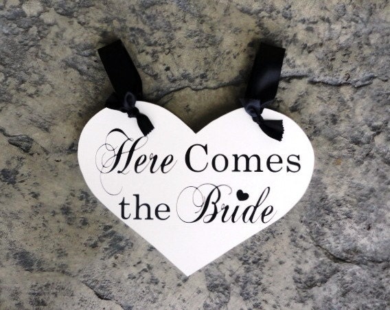 Heart Wedding Sign. You May Now Kiss my Mom, Here Come The Bride, Happily Ever After, Just Married or Thank You. 11 1/2  X 14 1/2 in.