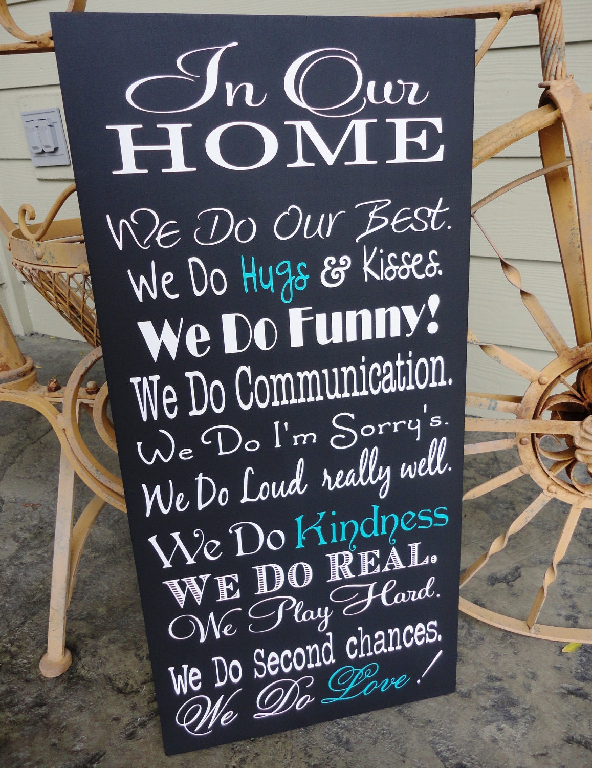 We Do Sign, In Our Home, In This Home We Do, House Rules, Typography Word Art, Family Rules, Lyrics, Music, Wedding Vows. 12 x 24 inches.