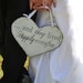 Wood Wedding Sign, Here Comes the Bride with And they lived Happily ever after. 11 1/2 X 14 1/2 inches, 2-Sided. Heart Bridal Wedding Sign.