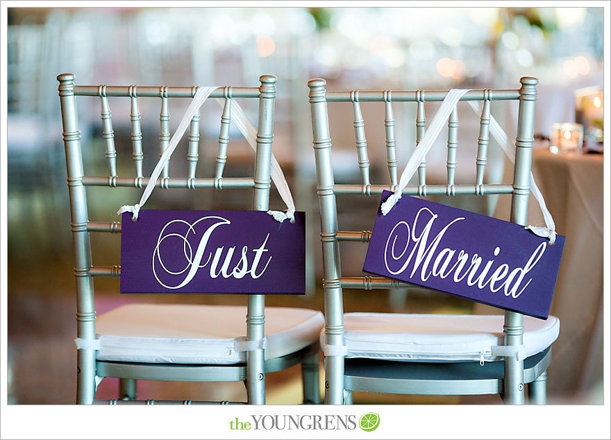 Wedding Chair Signs, I'm her Mr. & I'm his Mrs. with Just Married on the back. 6 x 12 inches, Crisp Paint, 2-sided Photo Prop.