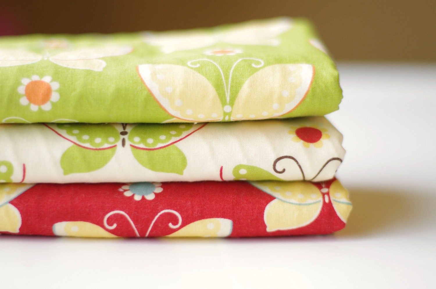 Set of Three Burp Cloths, Chenille, for a girl (Freebird)