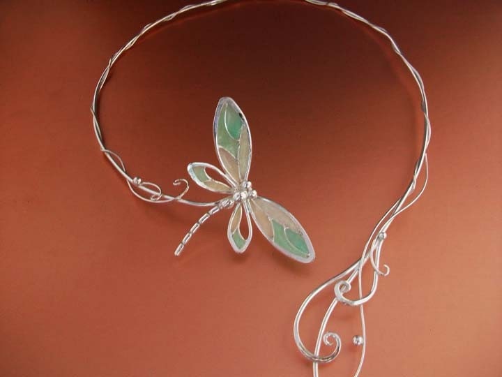Dragonfly Tales Torc Necklace Jewelry Sterling Silver Fashion Renaissance Medieval Faery Magic