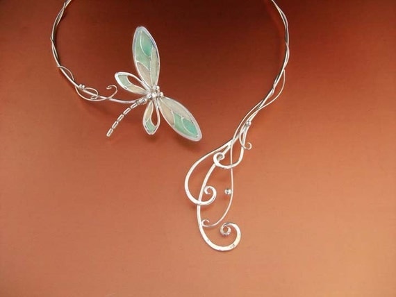 Dragonfly Tales Torc Necklace Jewelry Sterling Silver Fashion Renaissance Medieval Faery Magic