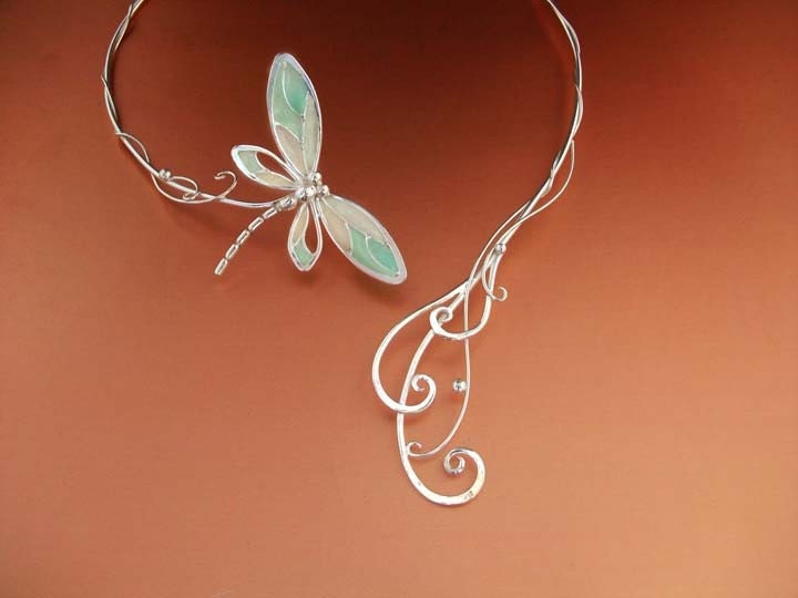 Dragonfly Tales Torc Necklace Jewelry Sterling Silver Fashion Renaissance Medieval Faery Magic