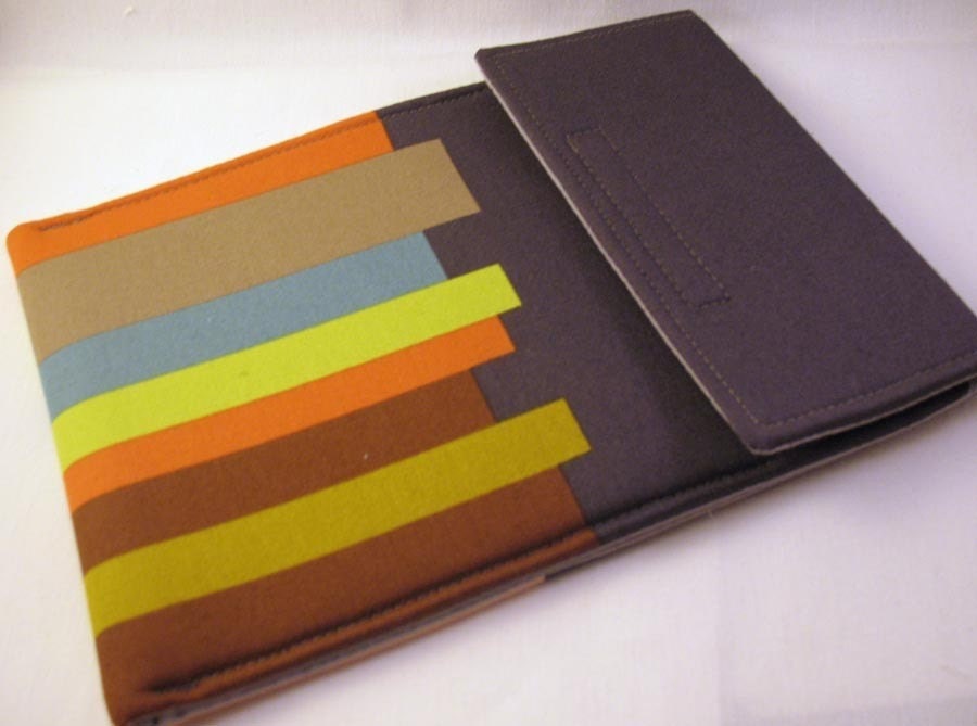 iPad  Cover Case - Water Resistant Neoprene Padded Protective Sleeve - Drawing room multi stripe