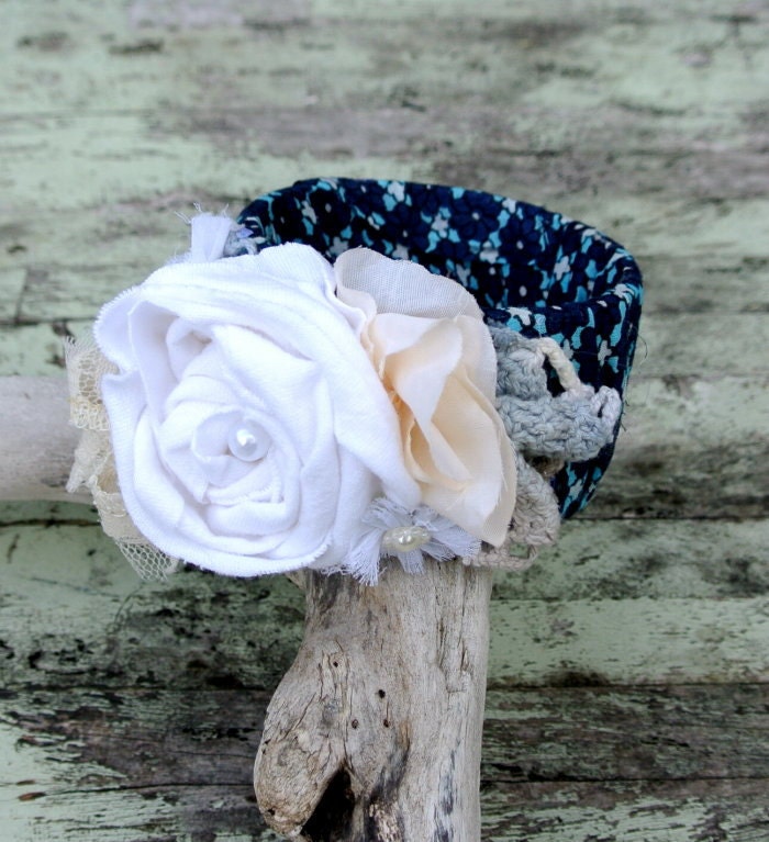Gypsy Cowgirl Glam Bracelet Gypsy Rose Bangle Vintage style rosette doily lace wrapped Cuff Bracelet Country chic corsage