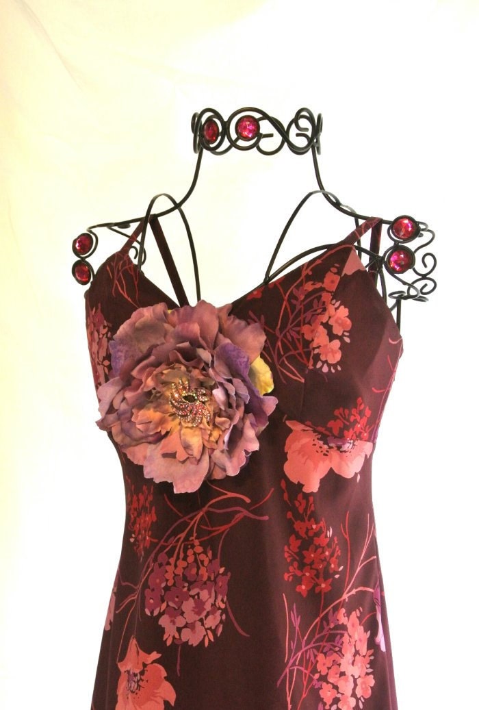 French Floral Print Sundress Cottage chic Slip Dress Shabby chic Easter Brooch Purple Lilac Englsih rose Womens Spring Dress French country