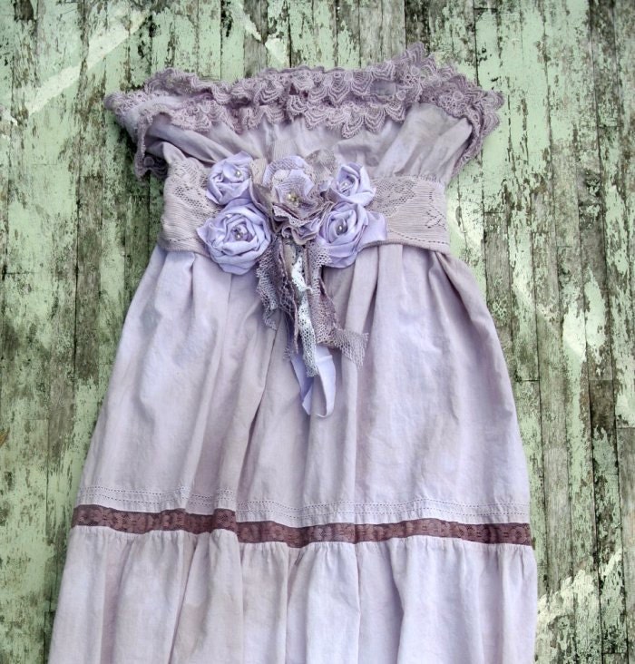 Romantic Boho Chic Maxi Dress, gypsy rose, ruffle easter dress, cottage chic, prairie girl, lilac sundress, hand dyed