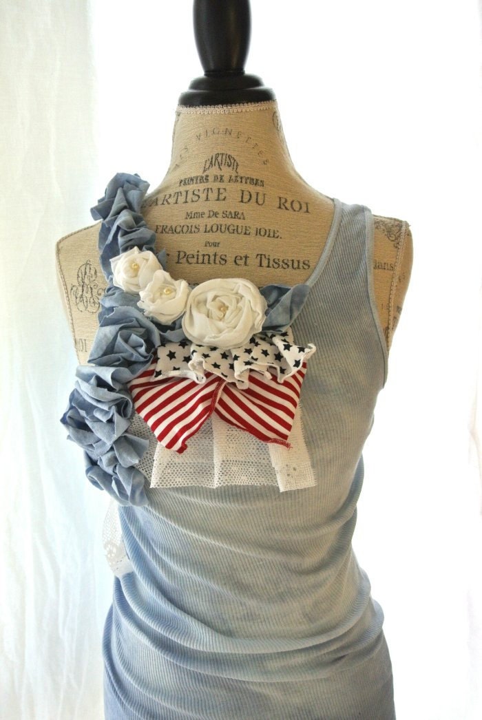Romantic 4th of july tank tunic, red white blue, beach, boho, womens clothing, true rebel clothing