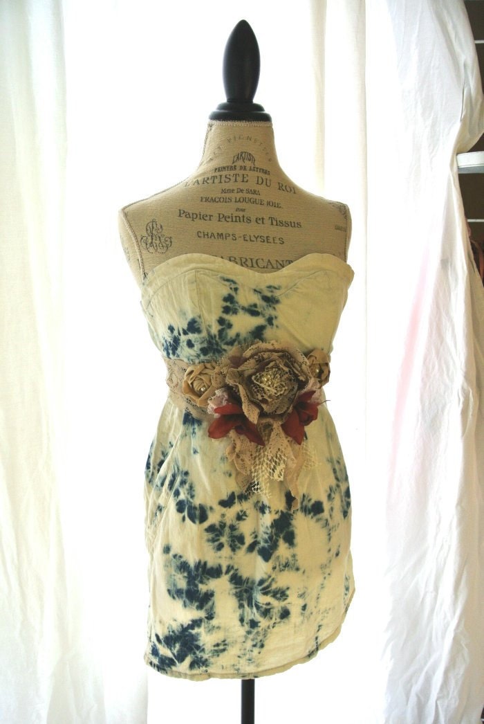 Vintage acid wash dress, 80s retro, boho chic, beach girl, funky womens clothing