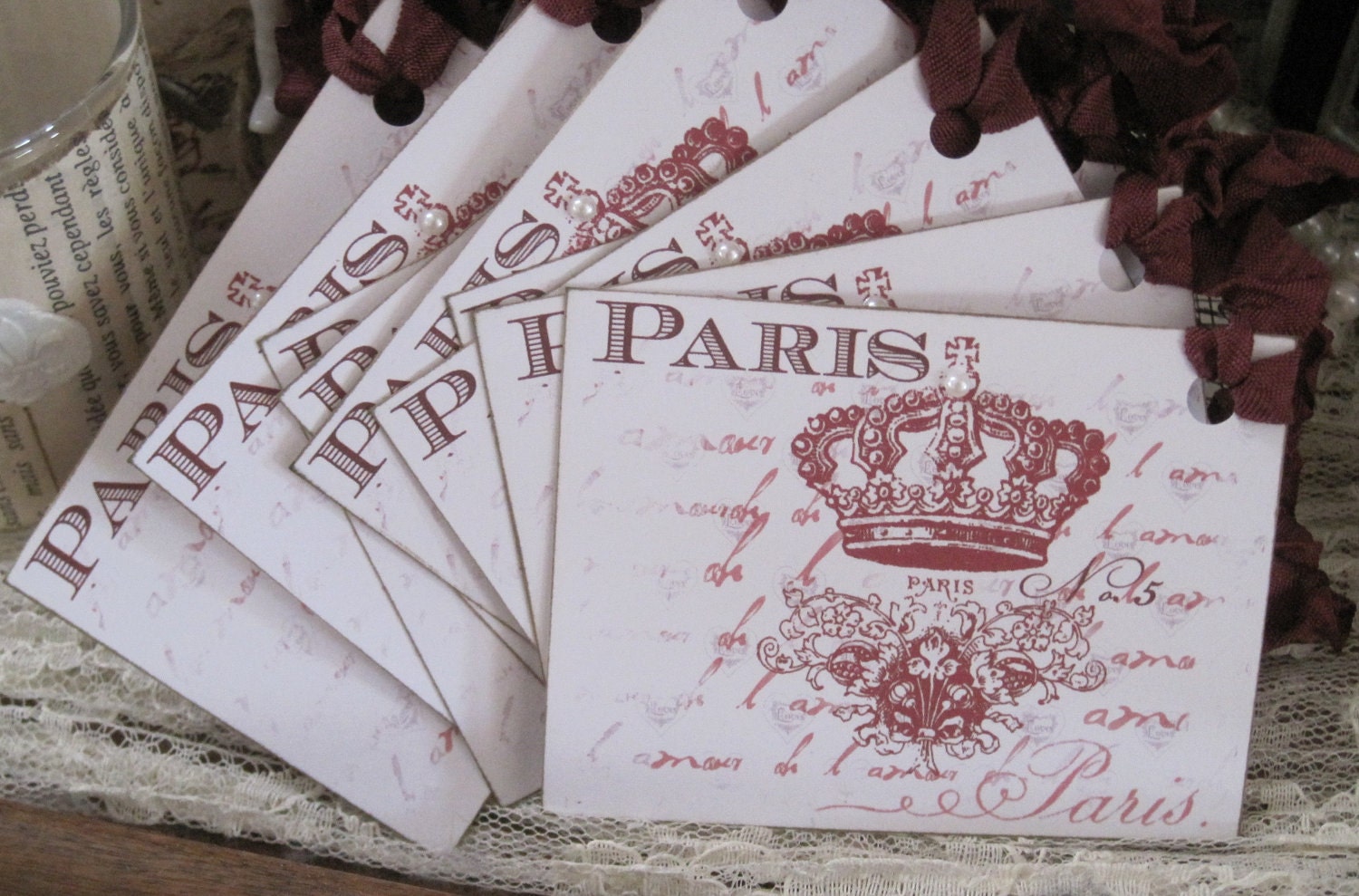 NEW french market paris crown tags set of 9