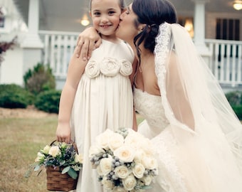 Flower girl dress ..Cedar... Natural Cotton Flower Girl Dress 2T-5