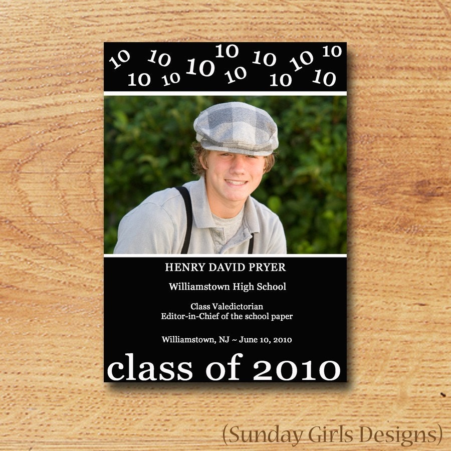 Printable Graduation Announcement-Custom Digital Card-Funky 10