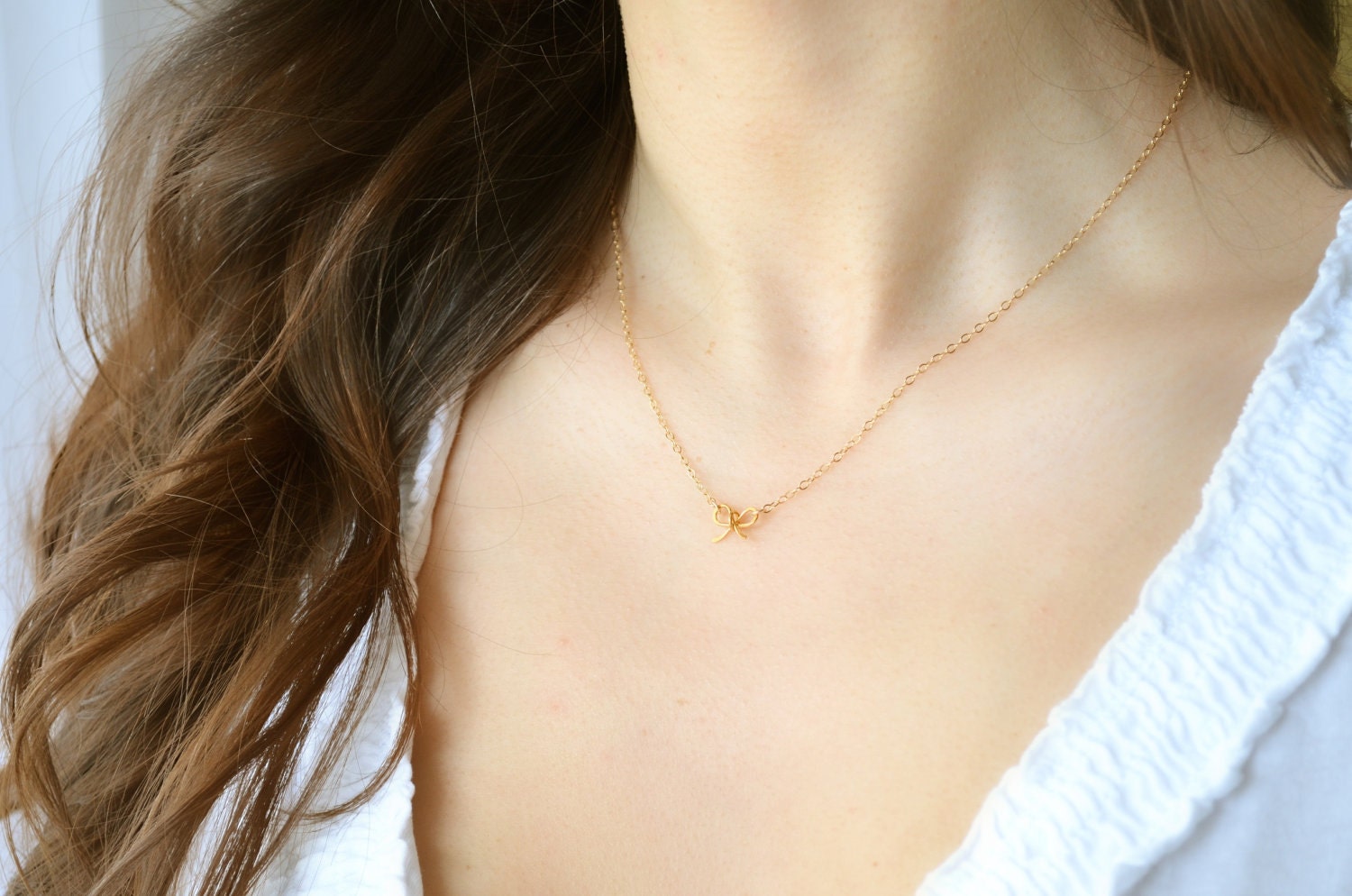 Bow Necklace - Mini / Tiny 24K Gold Vermeil Bow - Wedding, Bride, Bridal, Bridesmaid Gift, Bridal order - Tie the knot