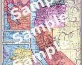 Antique Map Digital Collage Sheets - Pacific States - Copyright-Free Maps 0009