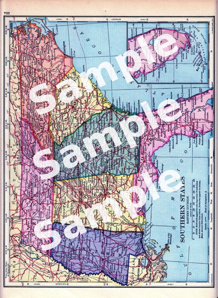 Antique Map Digital Collage Sheets - Southern States - Copyright-Free Maps 0008