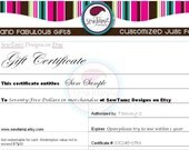 Father's Day.. Photographer's Gift - Rush - Gift Certificate for SewTamz Designs on Etsy - Great Last Minute Gift