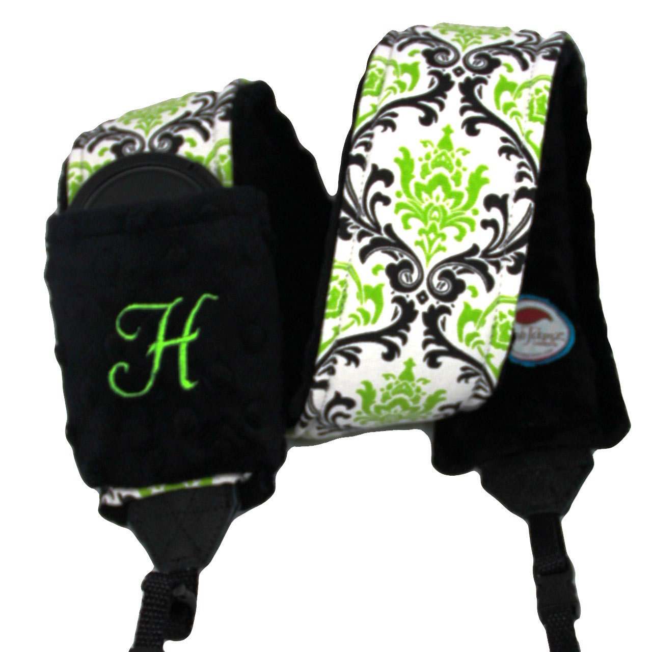 Camera Strap Set  Neoprene Quick Release Hipster in Lime and Black