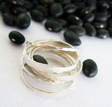 Sterling Silver Hammered Combination Stacking Rings - One Medium Ring