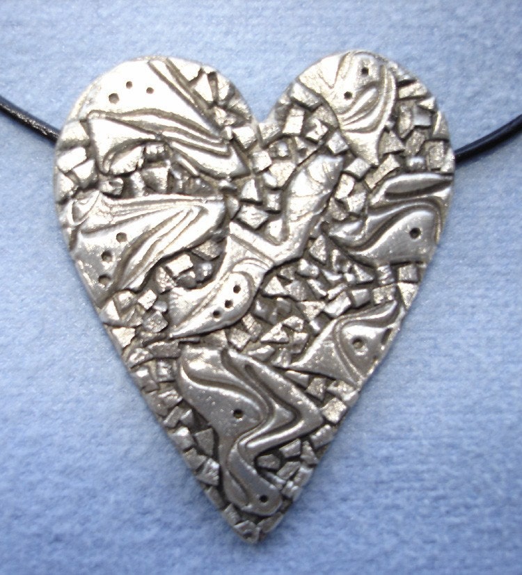 Fine Silver Mosaic Heart