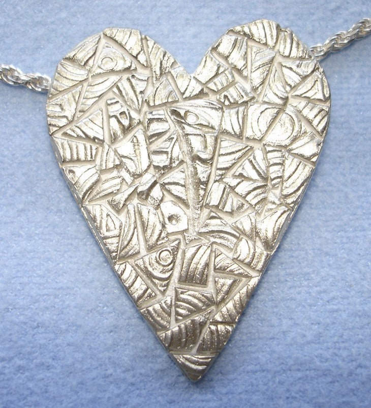 Fine Silver Mosaic Heart