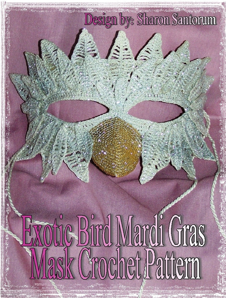 Exotic Bird Mardi Gras Mask Crochet Pattern PDF by creeksendinc