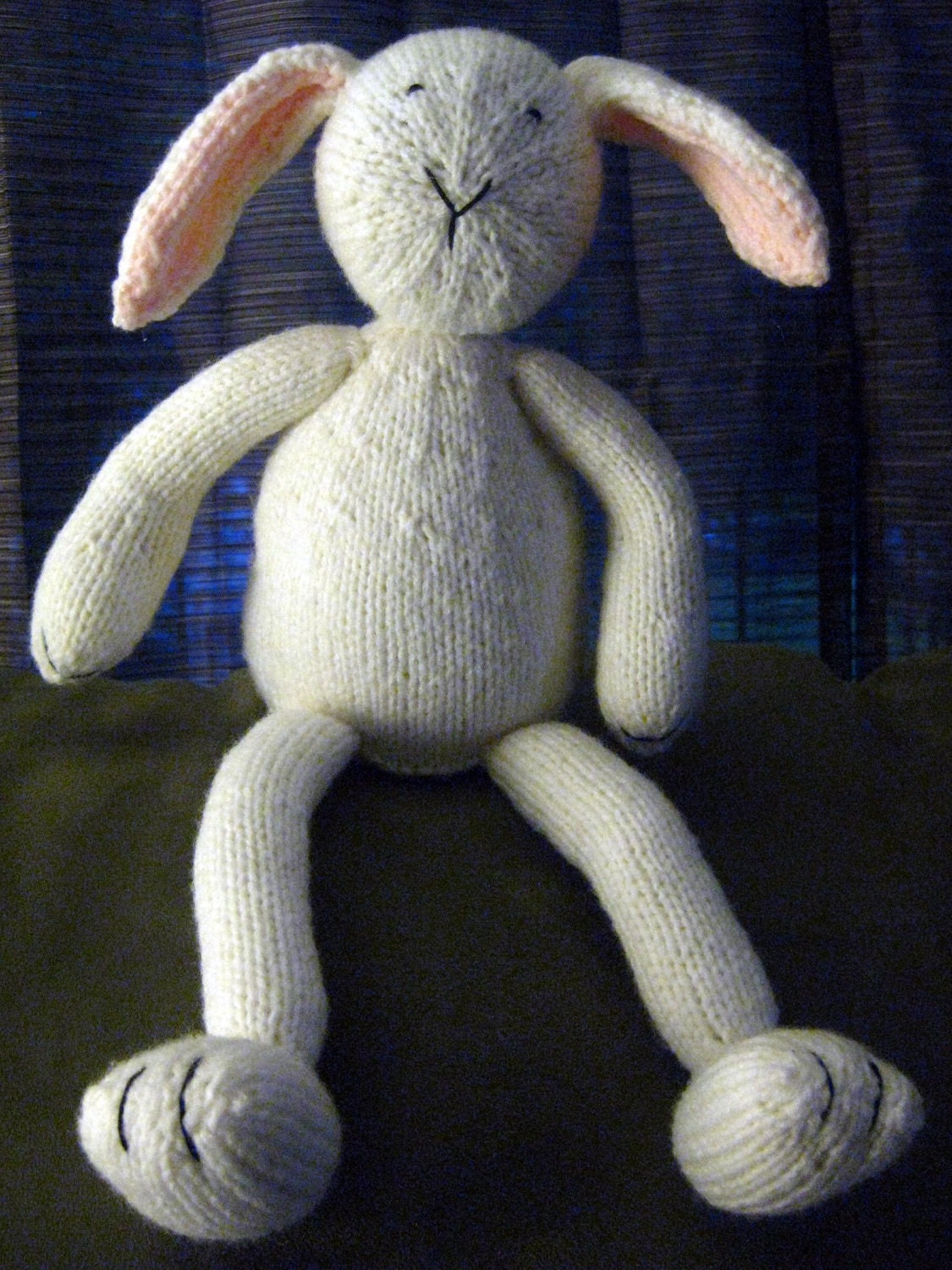 Bunny Rabbit, Hand Knit Kids Toys, Waldorf Imagination Fun Play Pretend Make Believe Play Time , Lovie Lovey Stuffy Squishy Stuffed Animal