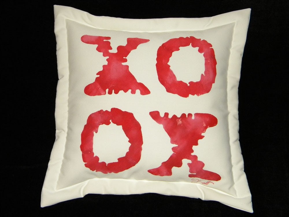 Kisses and hugs 20" pillow Valentine sweetheart love be mine X and O hug kiss typography typewriter style hug me kiss me Crabby Chris