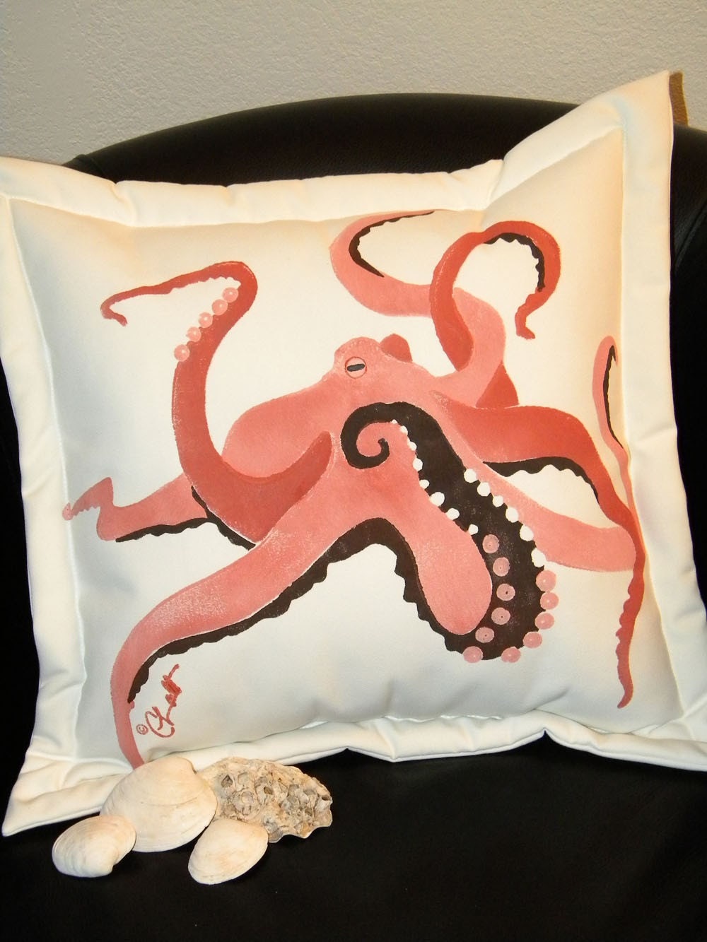 orange octopus pillow