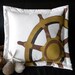 Ship's Wheel 20" pillow captain commander skipper sailing ocean nautical boating compass sextant yacht Crabby Chris Original