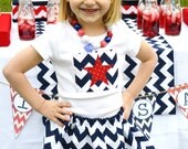 STARS & STRIPES USA Chevron Collection Skirt and Shirt Set Sz 12m-6T  handmade by sweet threads As Gifted to Bethenny Frankel