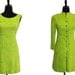 SALE - Psychedelic Vintage 1960s Dress and Coat XS Lime Jello MOD