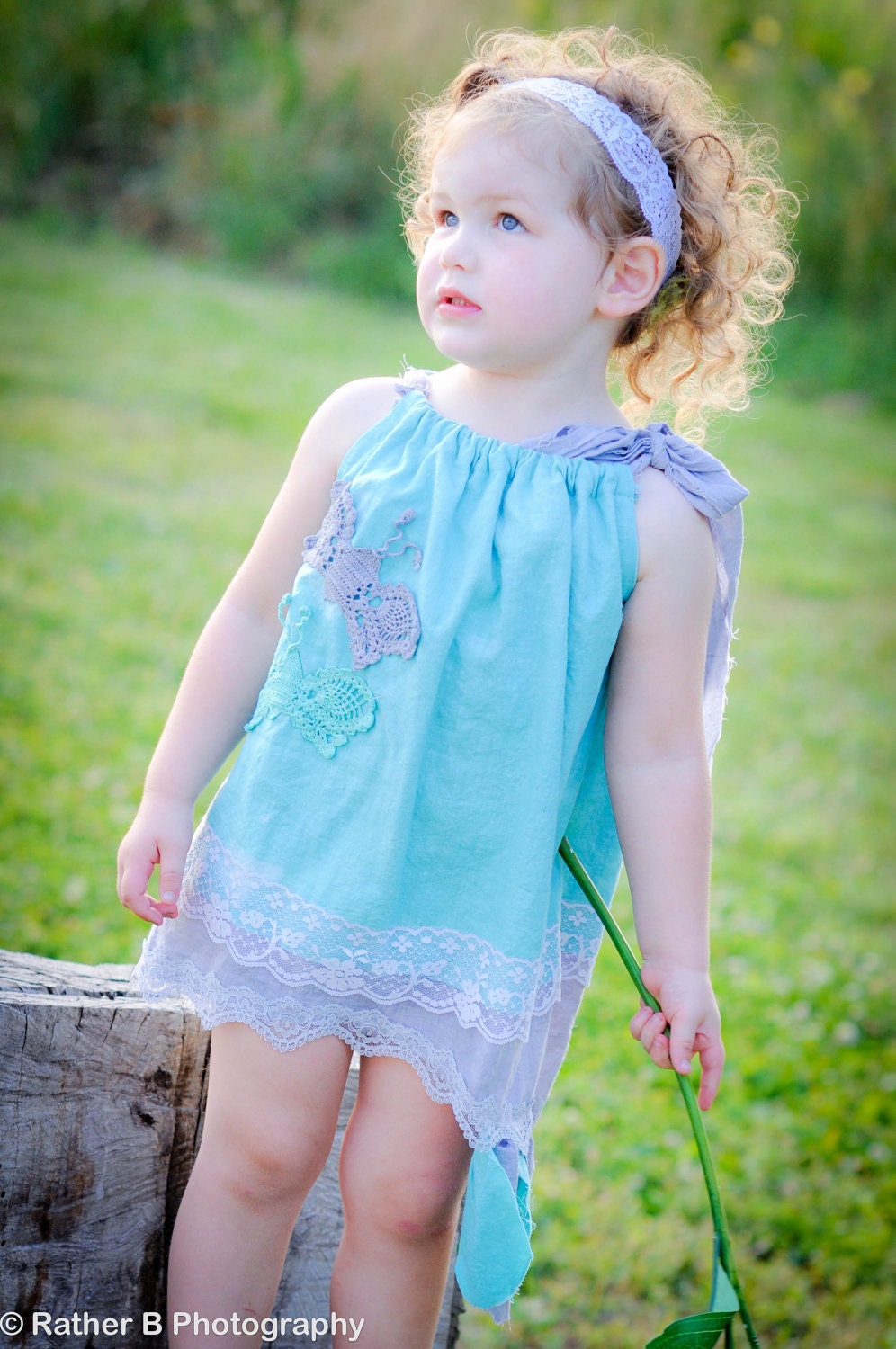 Whitney Dress Vintage Inspired Girls ShabBy ChiC Hand Dyed Tattered n Torn Pillowcase Style 6M-14 Yrs