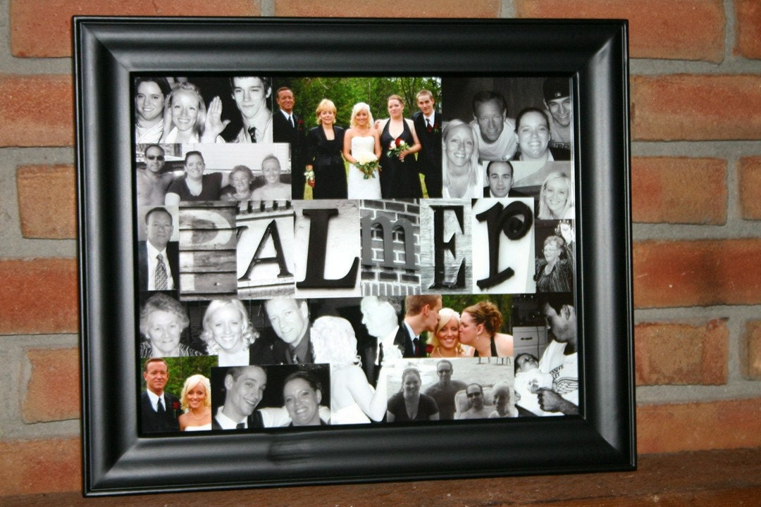 Photo Collage Alphabet Art  Frame 10x14 Black Frame