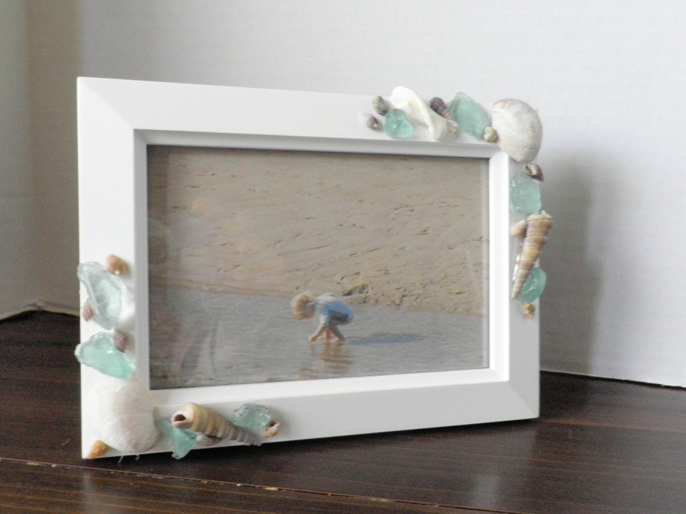 Seashell Photo Frame, Nautical Picture Frame, Coastal Home Decor, Sea Glass, Shells, Beach House Decor
