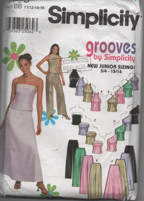 Juniors Evening Top, Pants and Skirt Sewing Pattern by Simplicity