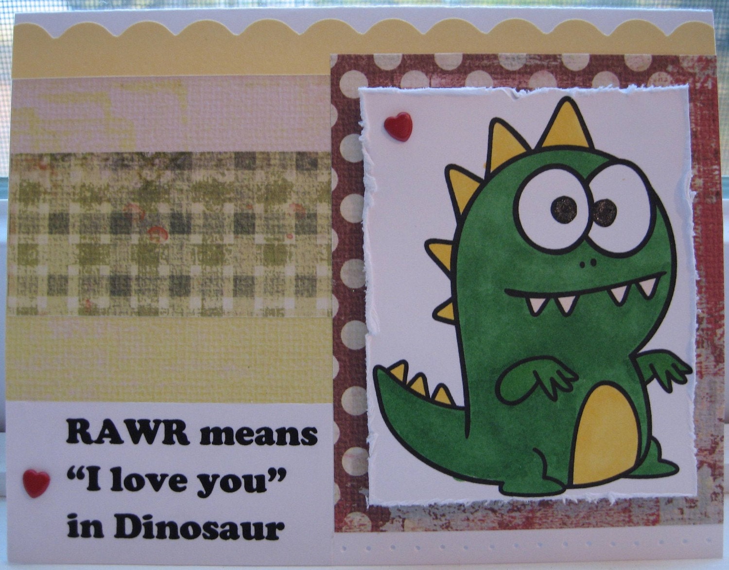 Rawr Means I Love You in Dinosaur Valentine Card - Greeting Card