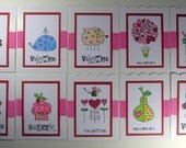 Mini Valentine Cards Set of 10 - Handcolored Love Notes