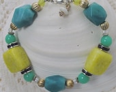 Bimini Amazonite and Lime Jade Bead Bracelet  BPB1029