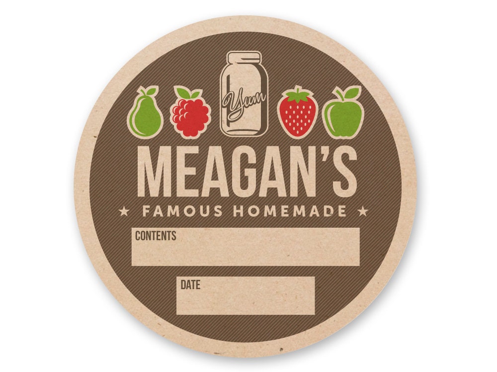 2.5 in Mason Jar Labels for Wide Mouth Jars / Personalized / Set of 36 Rustic Kraft Labels