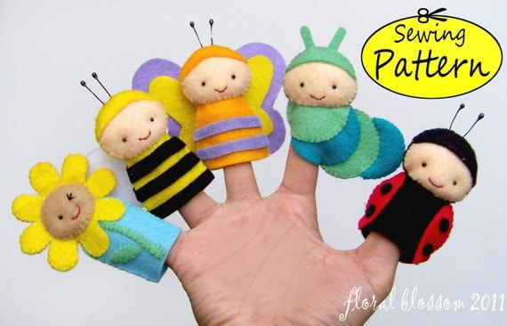PDF Pattern: Garden Friends Felt Finger Puppets