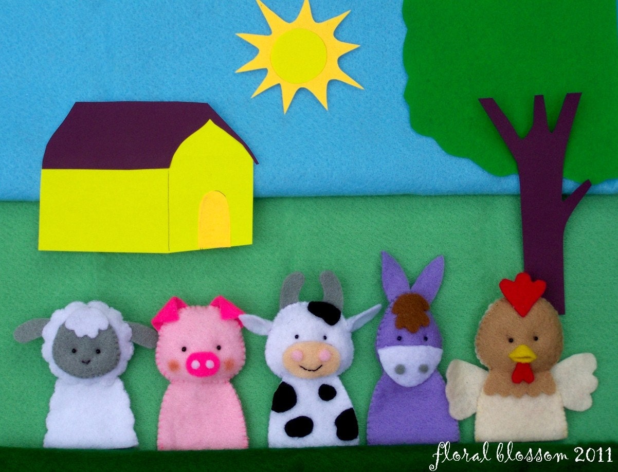 PDF Pattern: Farm Friends Felt Finger Puppets